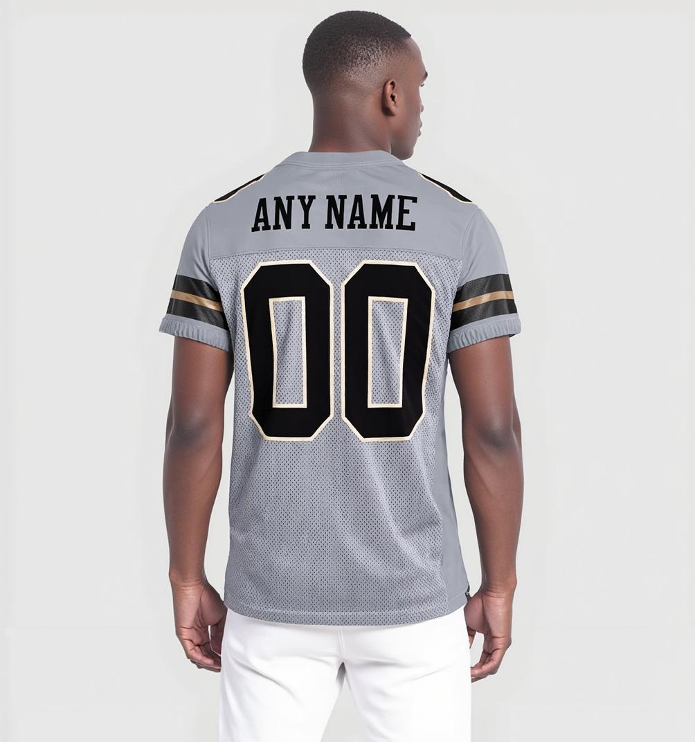 Custom Grey & Black/Cream Football Jersey