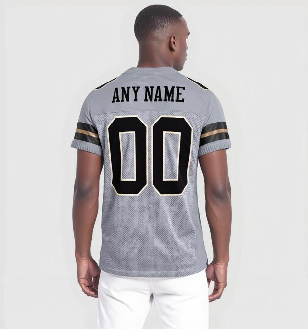 Custom Grey & Black/Cream Football Jersey