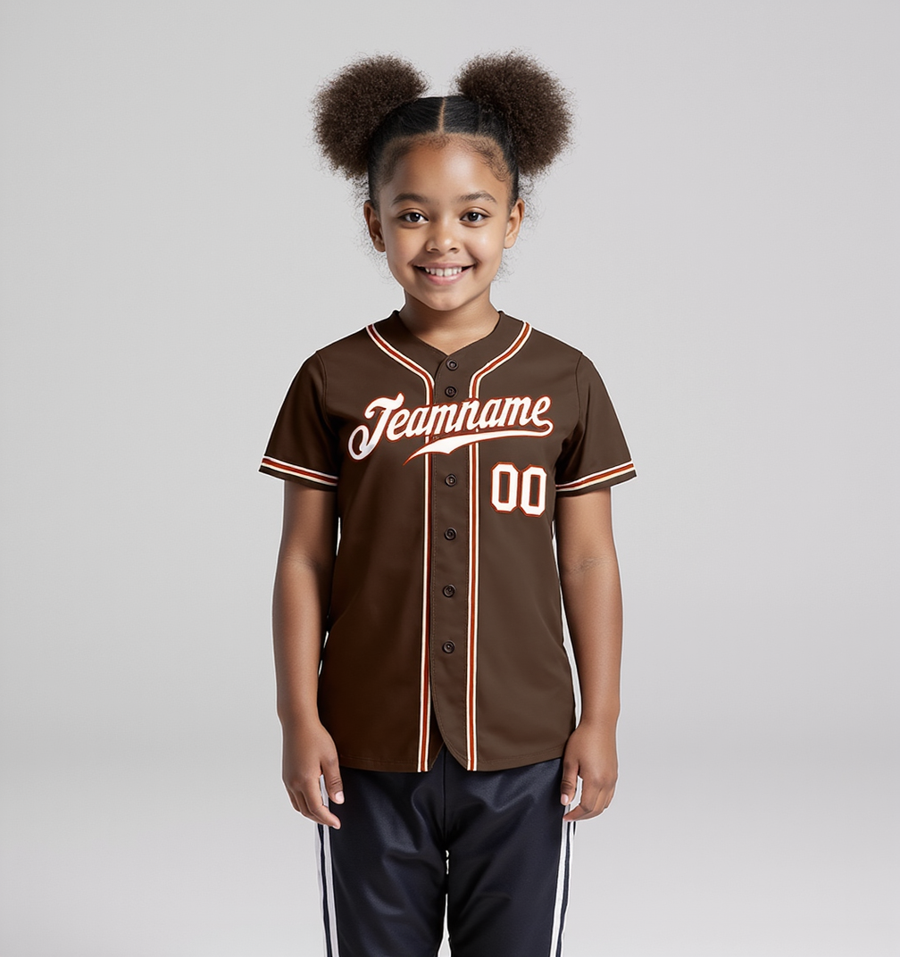 Custom Brown & White/Red Baseball Jersey