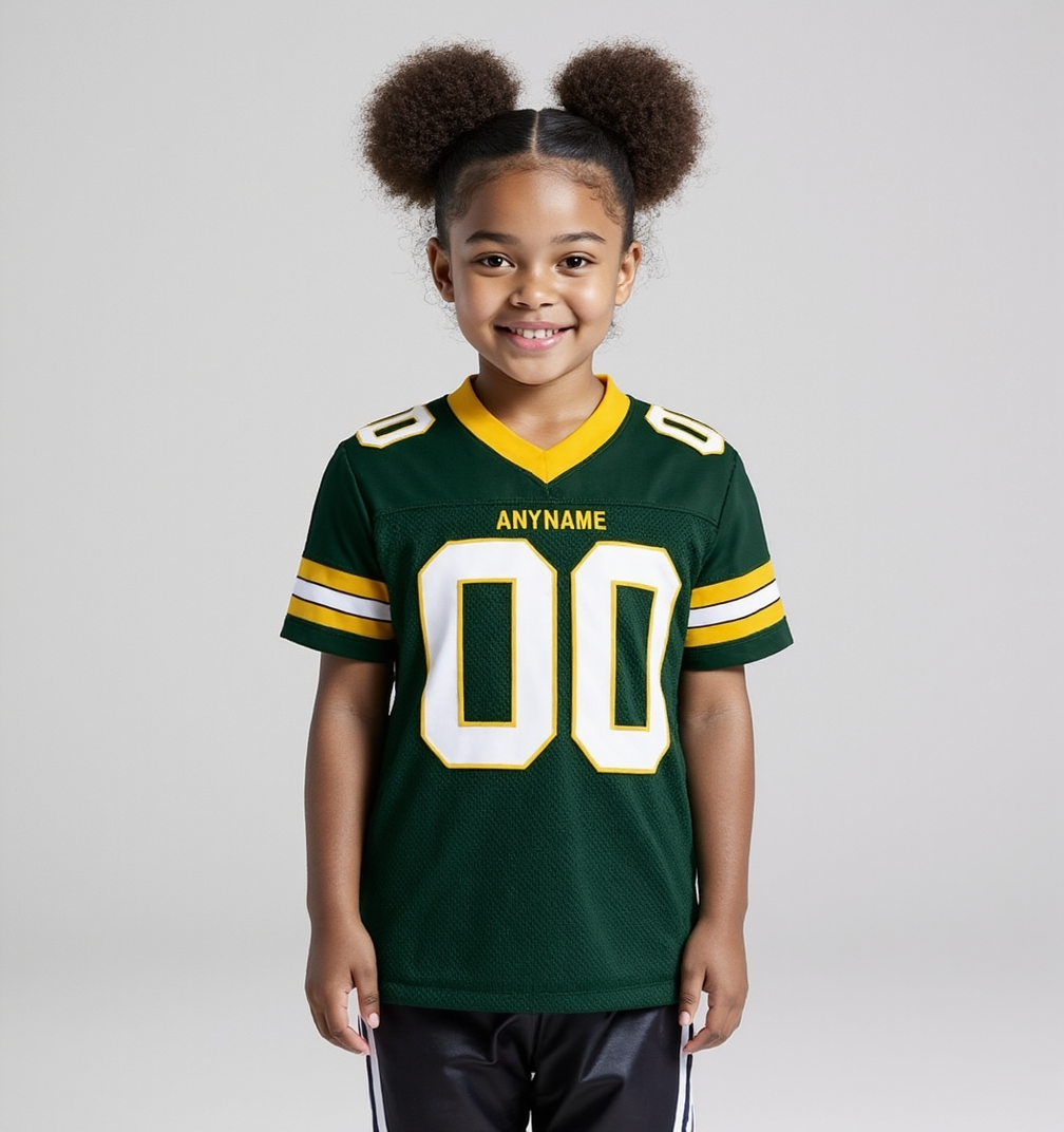 Custom Green & White/Yellow Football Jersey