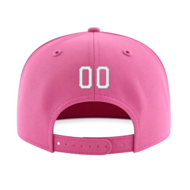 Custom Pink & White/Sliver Stitched Adjustable Snapback Hat