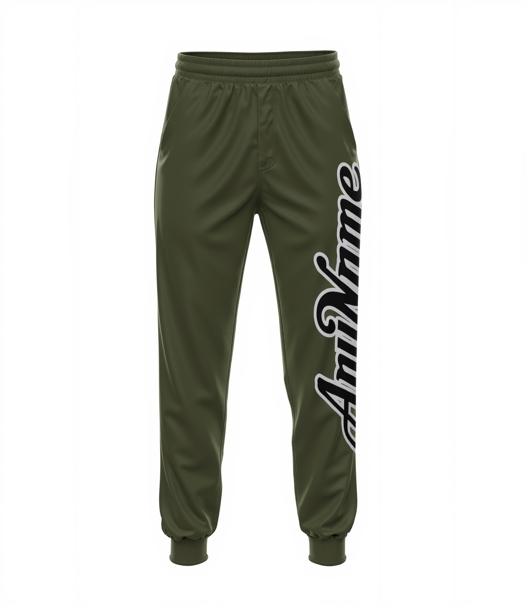 Custom Olive & Black/White Fleece Jogger Sweatpants