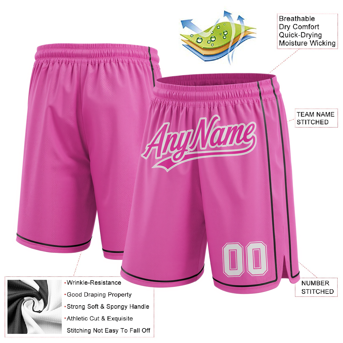 Custom Pink & White/Black Shorts