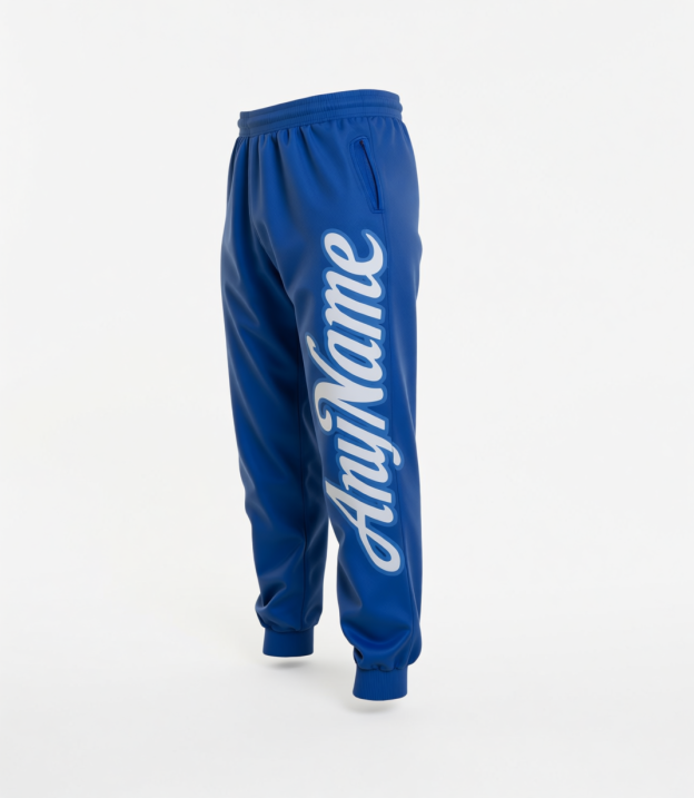 Custom Blue & White Fleece Jogger Sweatpants
