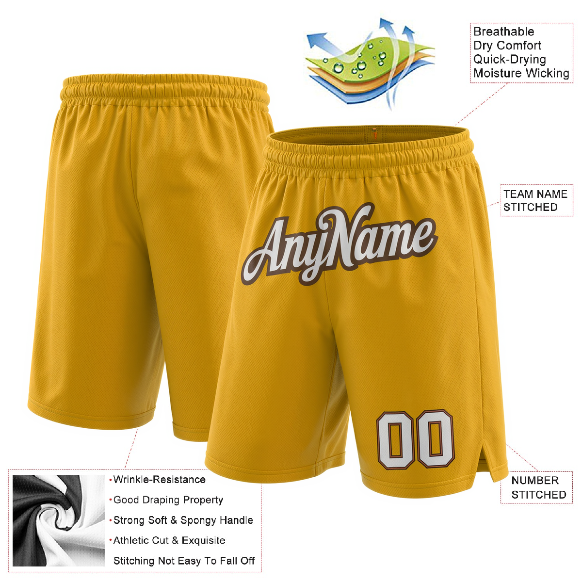 Custom Yellow & White/Brown Shorts