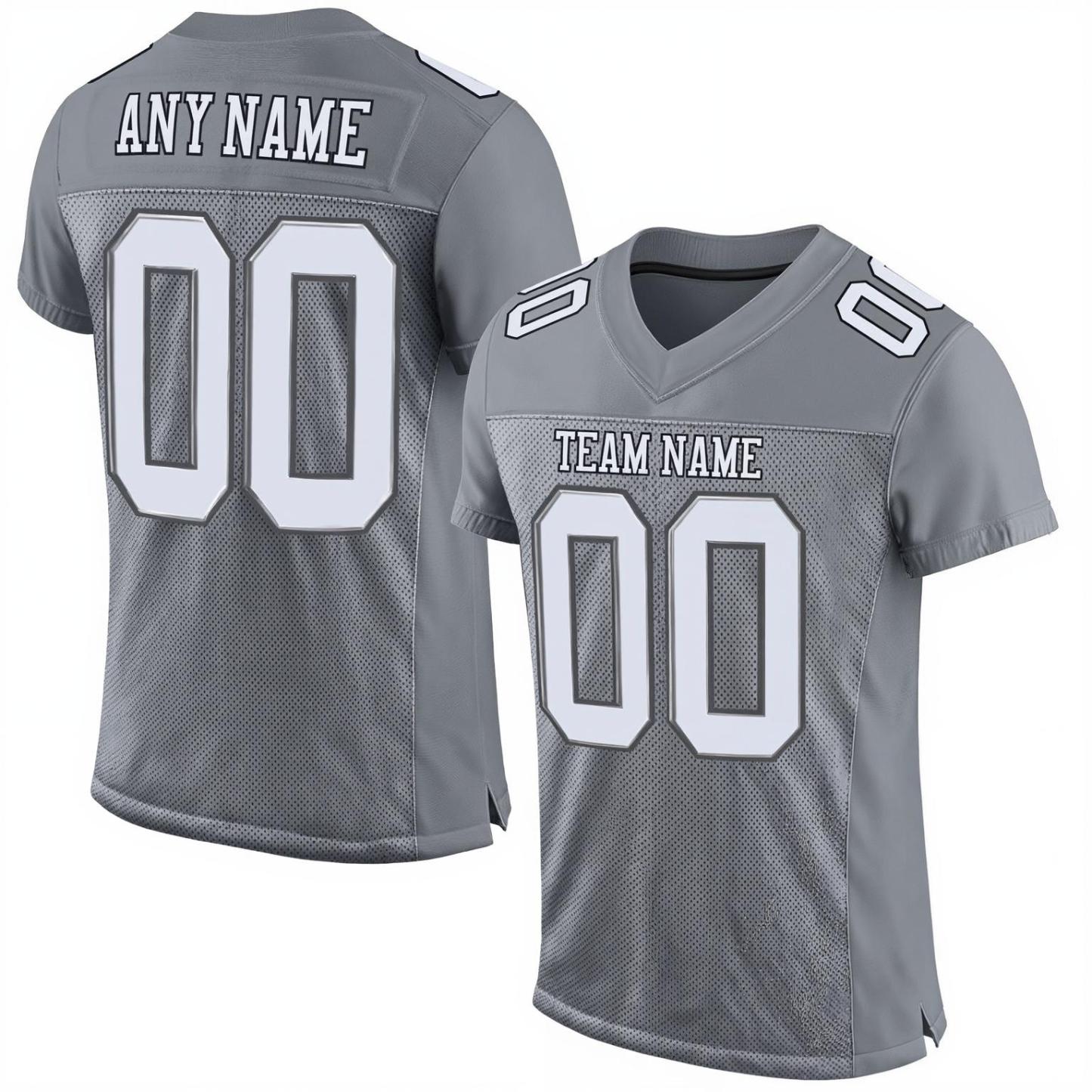 Custom Grey & Black/White Football Jersey