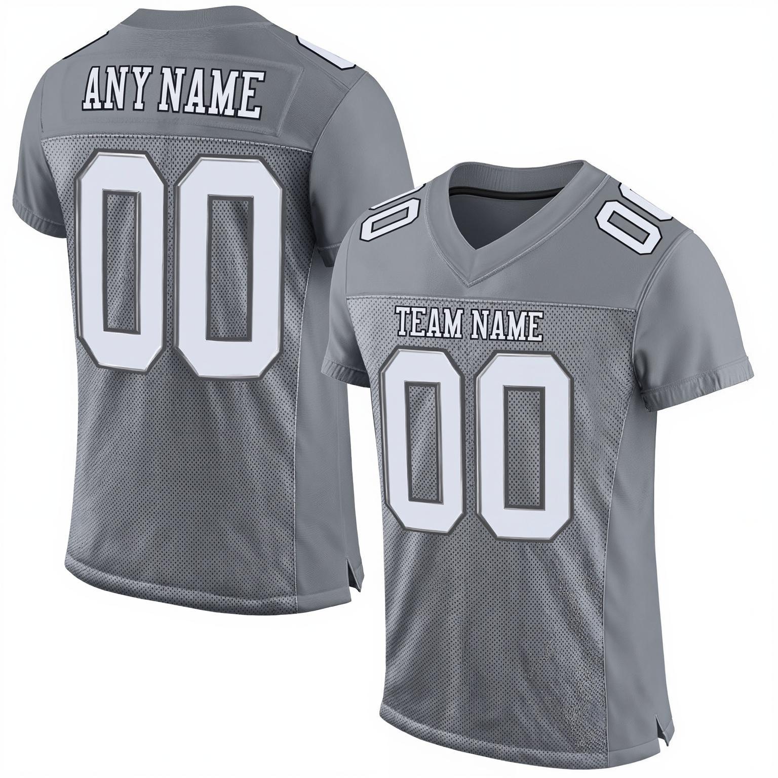 Custom Grey & Black/White Football Jersey