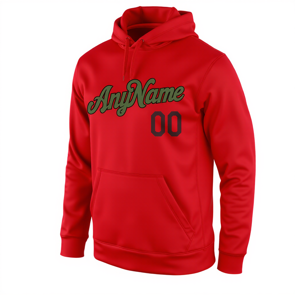 Custom Red & Green/Black Pullover Sports Sweatshirt Hoodie
