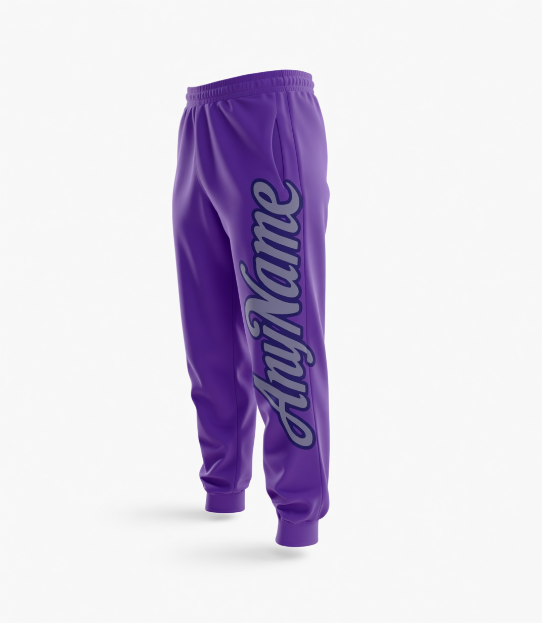 Custom Purple & Grey/Navy Fleece Jogger Sweatpants