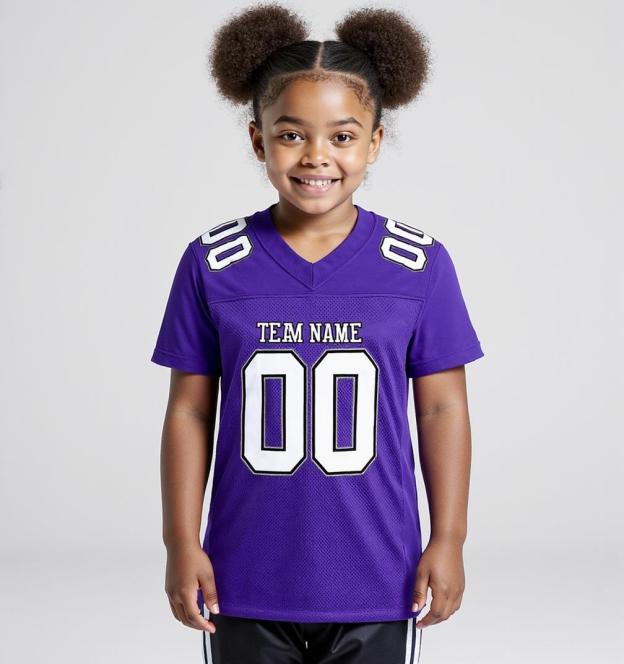 Custom Purple & White/Black Football Jersey