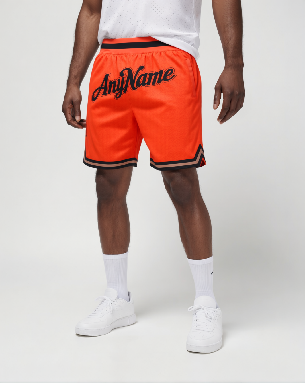 Custom Orange & Black/Brown Throwback Shorts