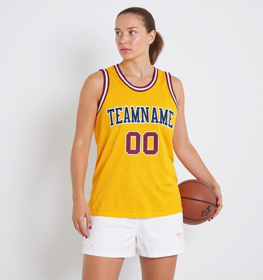Custom Yellow & Royal/White Basketball Throwback Jersey