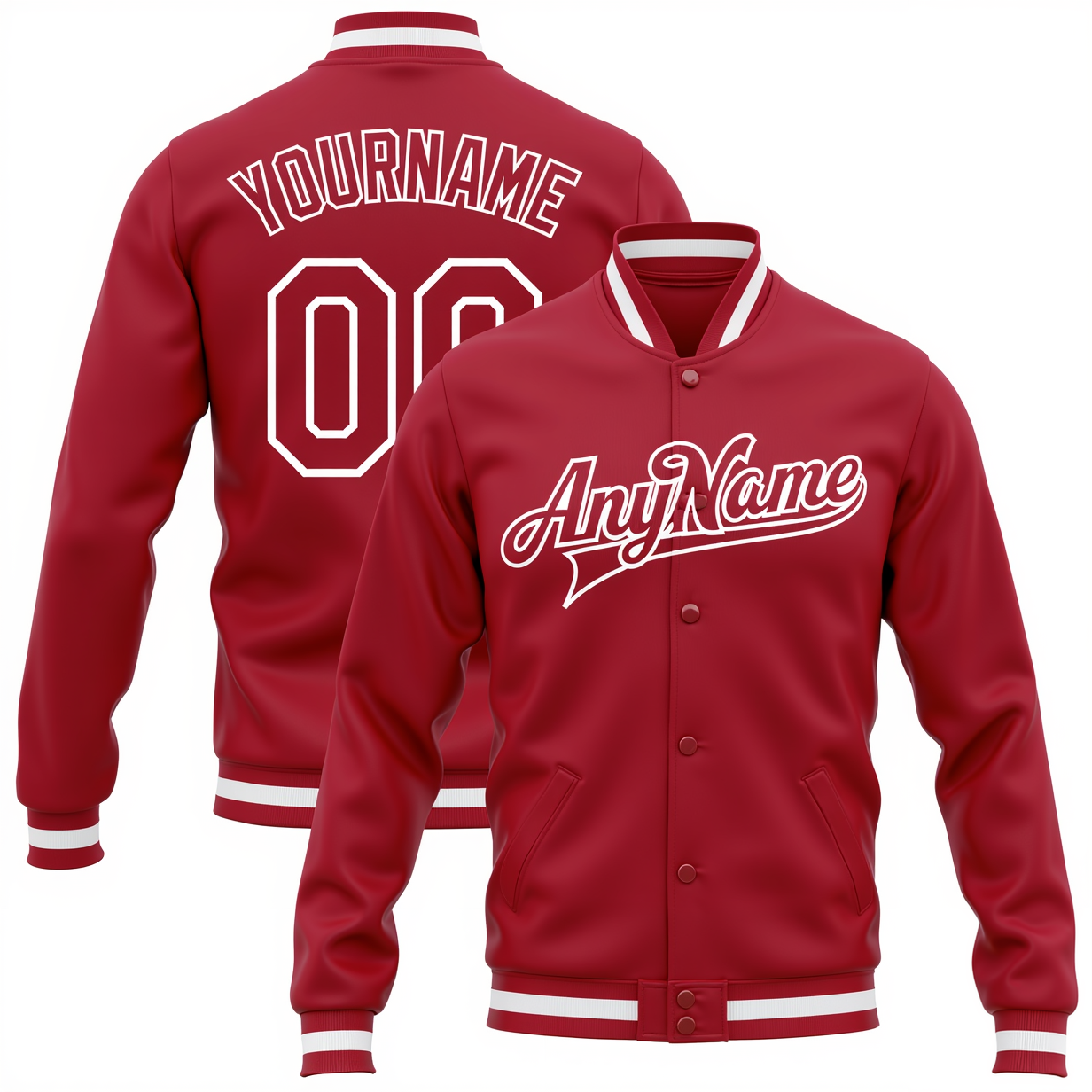 Custom Red & White Full-Snap Fleece Jacket