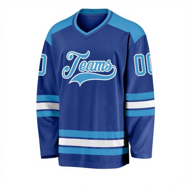 Custom Royal Blue & Sky Blue/White Hockey Jersey