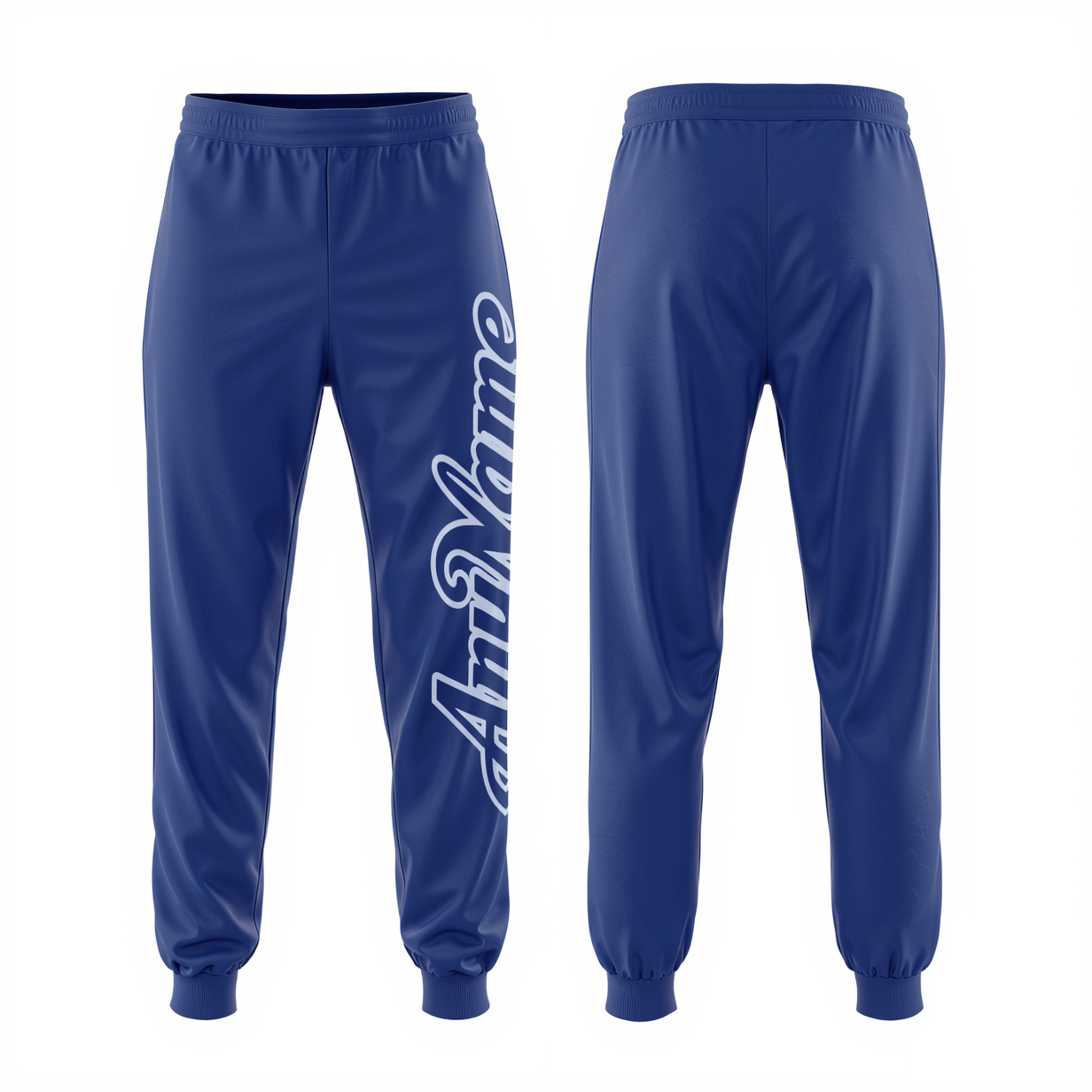Custom Blue & White Fleece Jogger Sweatpants