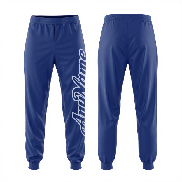 Custom Blue & White Fleece Jogger Sweatpants