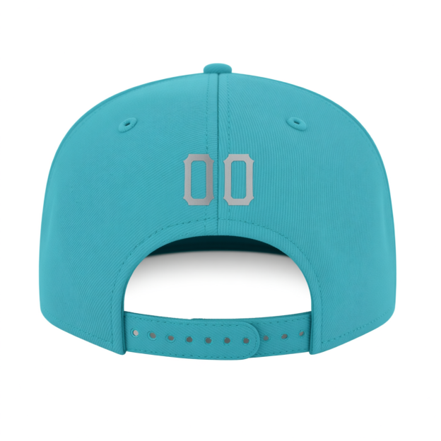 Custom Aqua & Grey/White Stitched Adjustable Snapback Hat