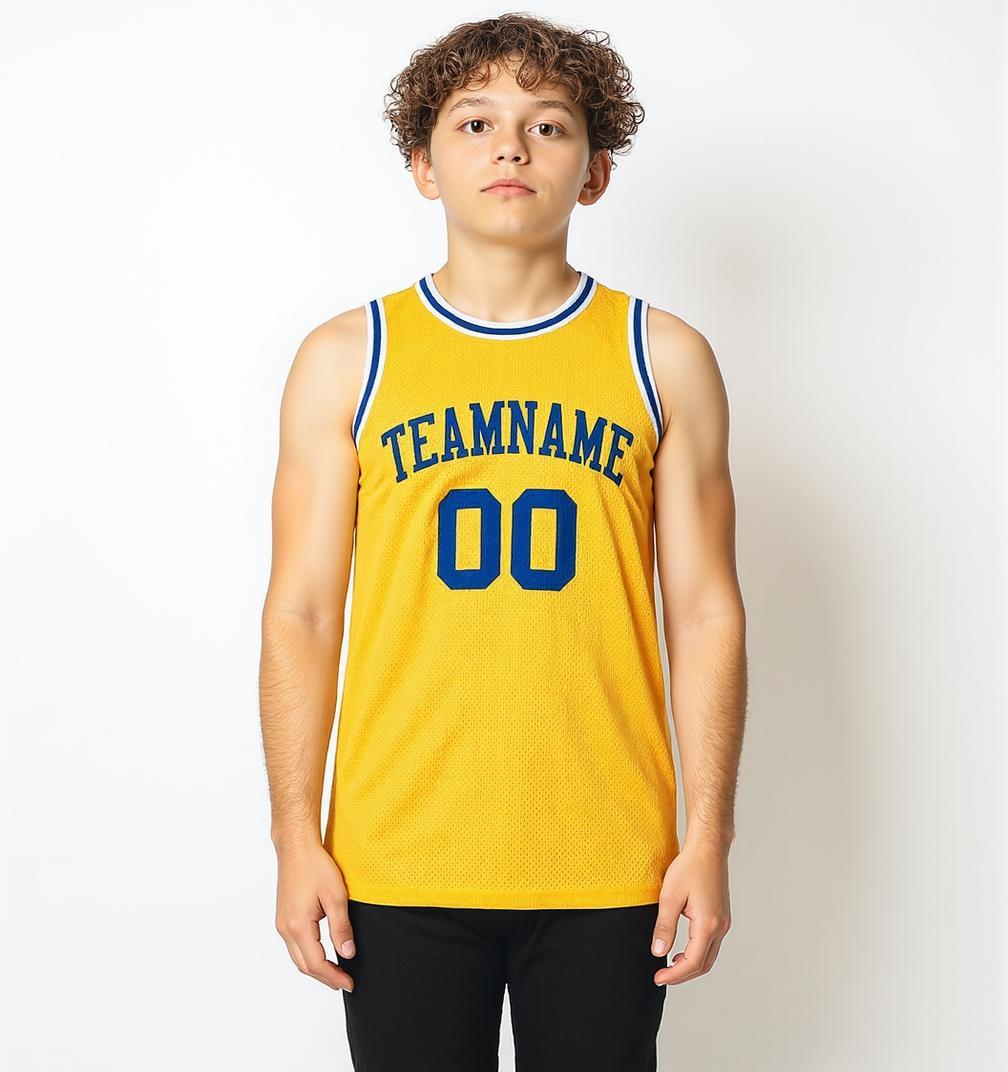 Custom Yellow & Royal Blue Basketball Throwback Jersey