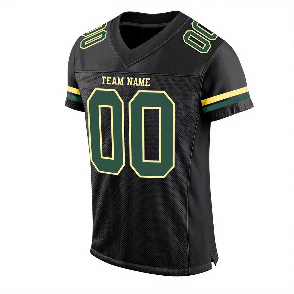 Custom Black & Green/White Football Jersey