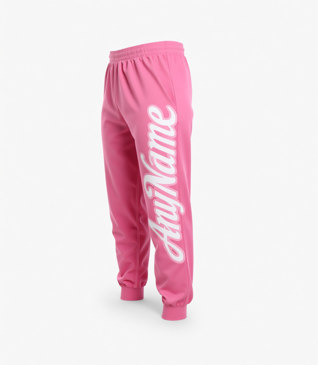Custom Pink & White Fleece Jogger Sweatpants