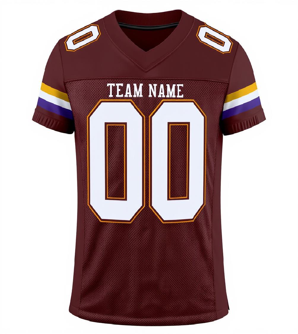 Custom Burgundy & White/Gold Throwback Football Jersey