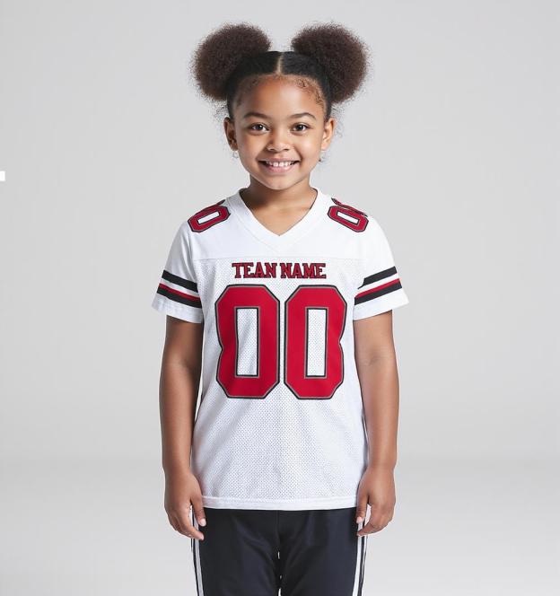 Custom White & Red/Black Football Jersey