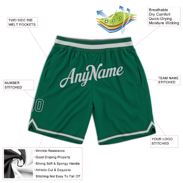 Custom Green & White Throwback Shorts