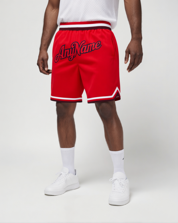 Custom Red & Black/White Throwback Shorts