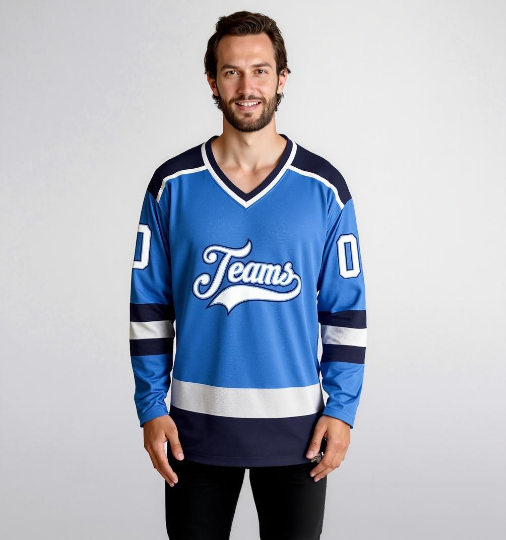 Custom Royal Blue & White Hockey Jersey