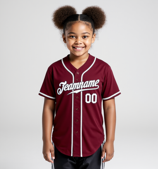 Custom Burgundy & White/Grey Baseball Jersey