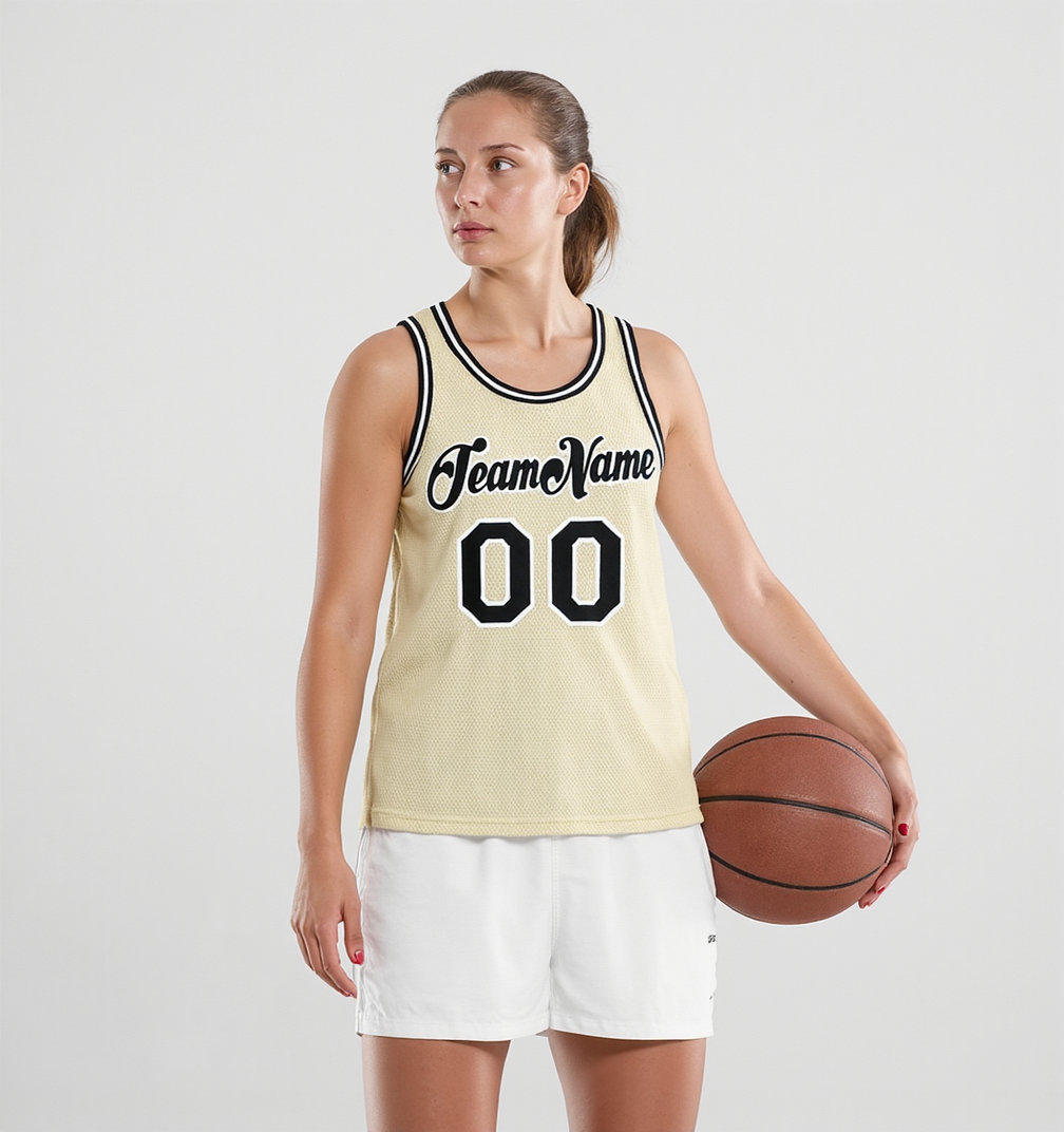 Custom Cream & Black/White Basketball City Edition Jersey