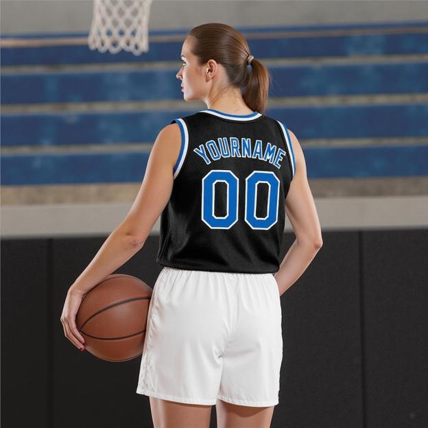 Custom Black & Blue/White Pinstripes Basketball City Edition Jersey