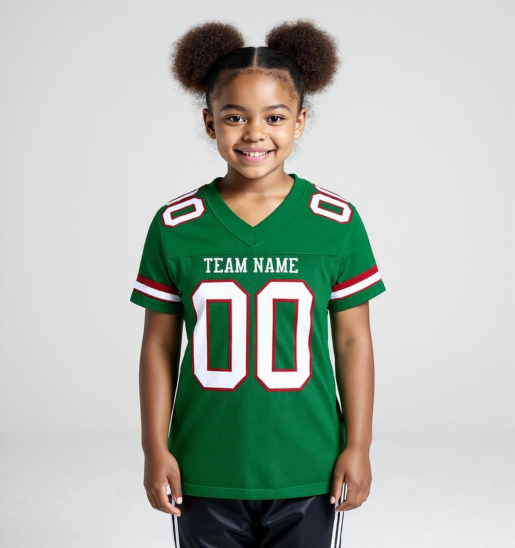 Custom Kelly Green & White/Burgundy Football Jersey