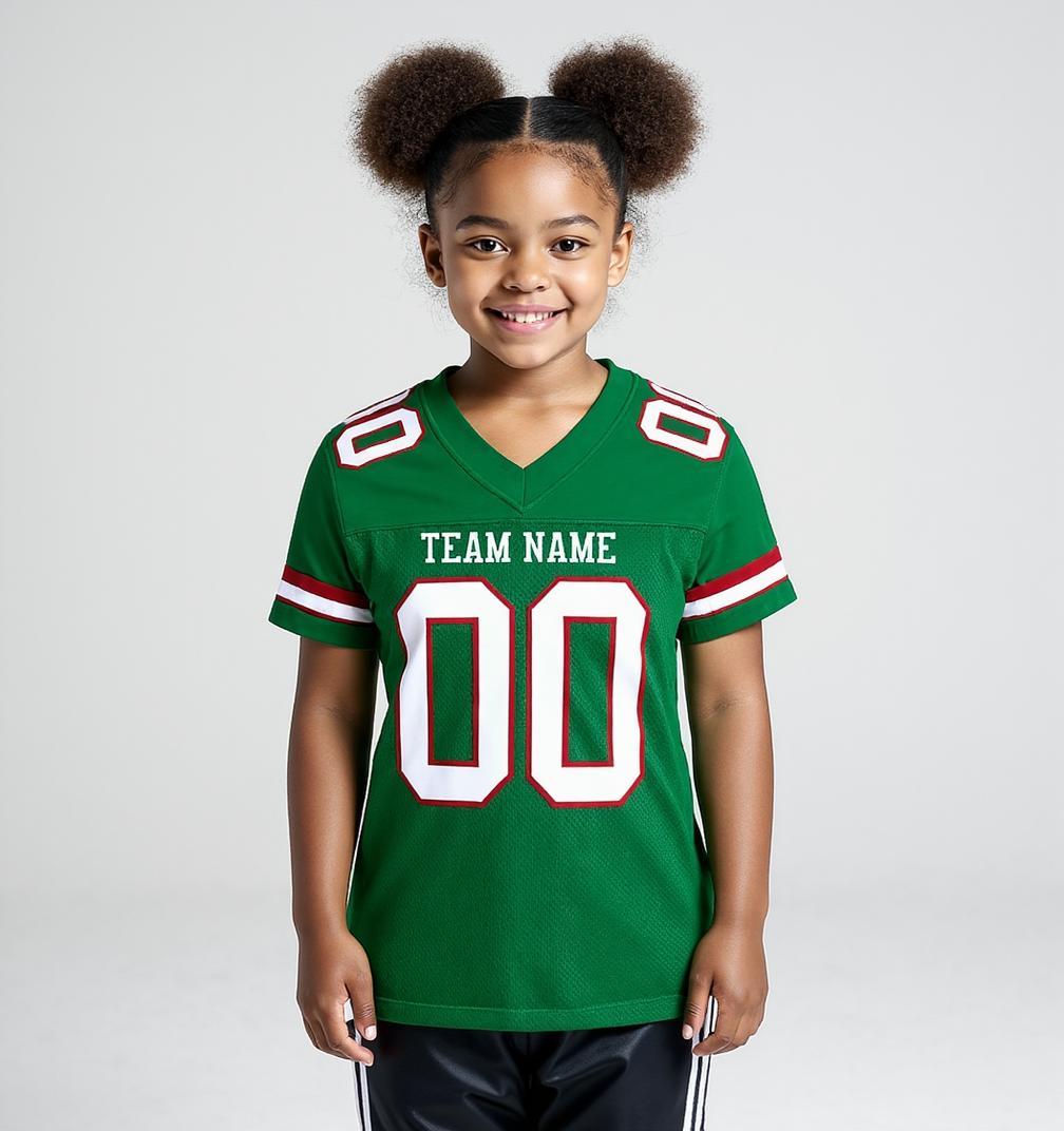 Custom Kelly Green & White/Burgundy Football Jersey