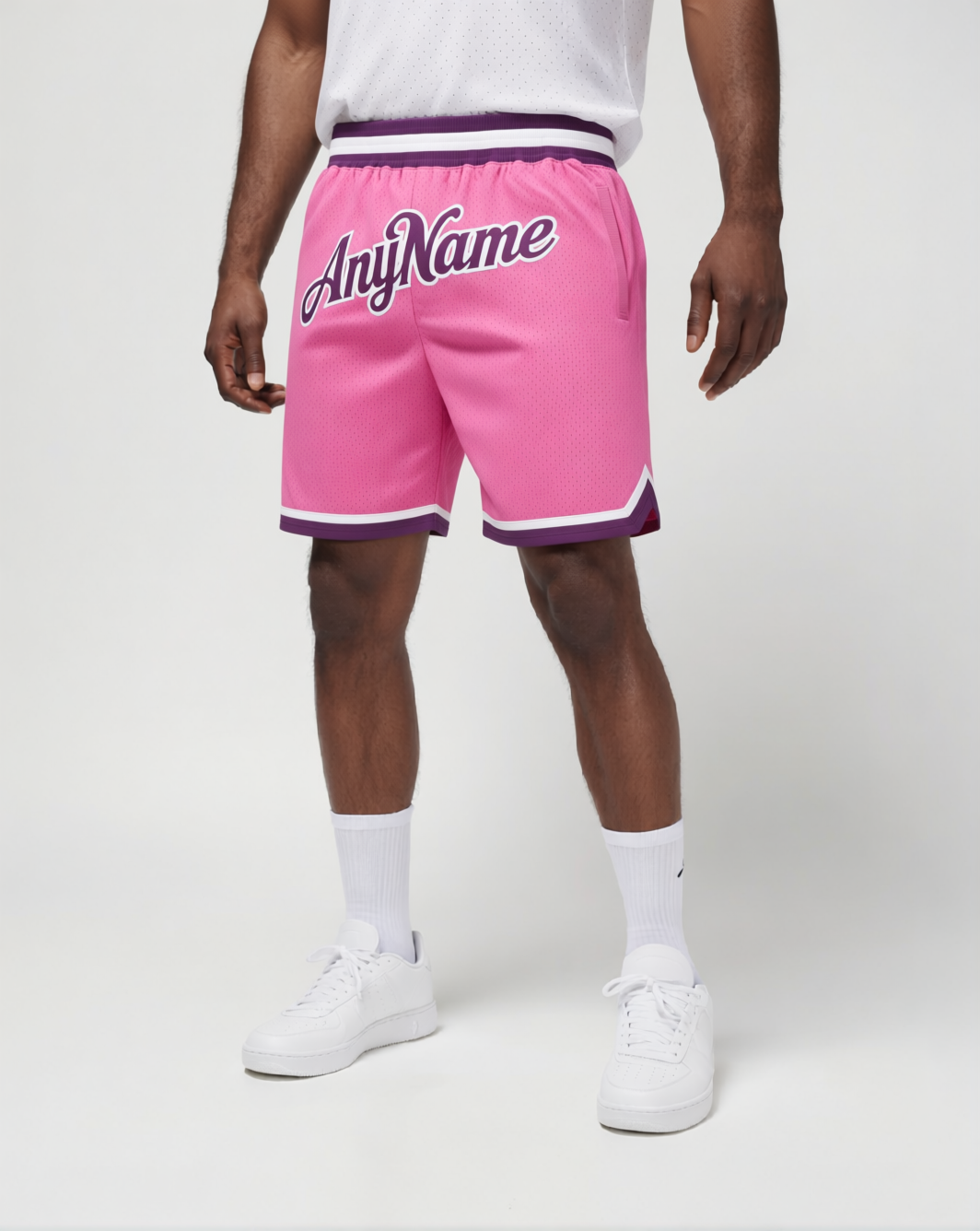 Custom Pink & Purple/White Throwback Shorts
