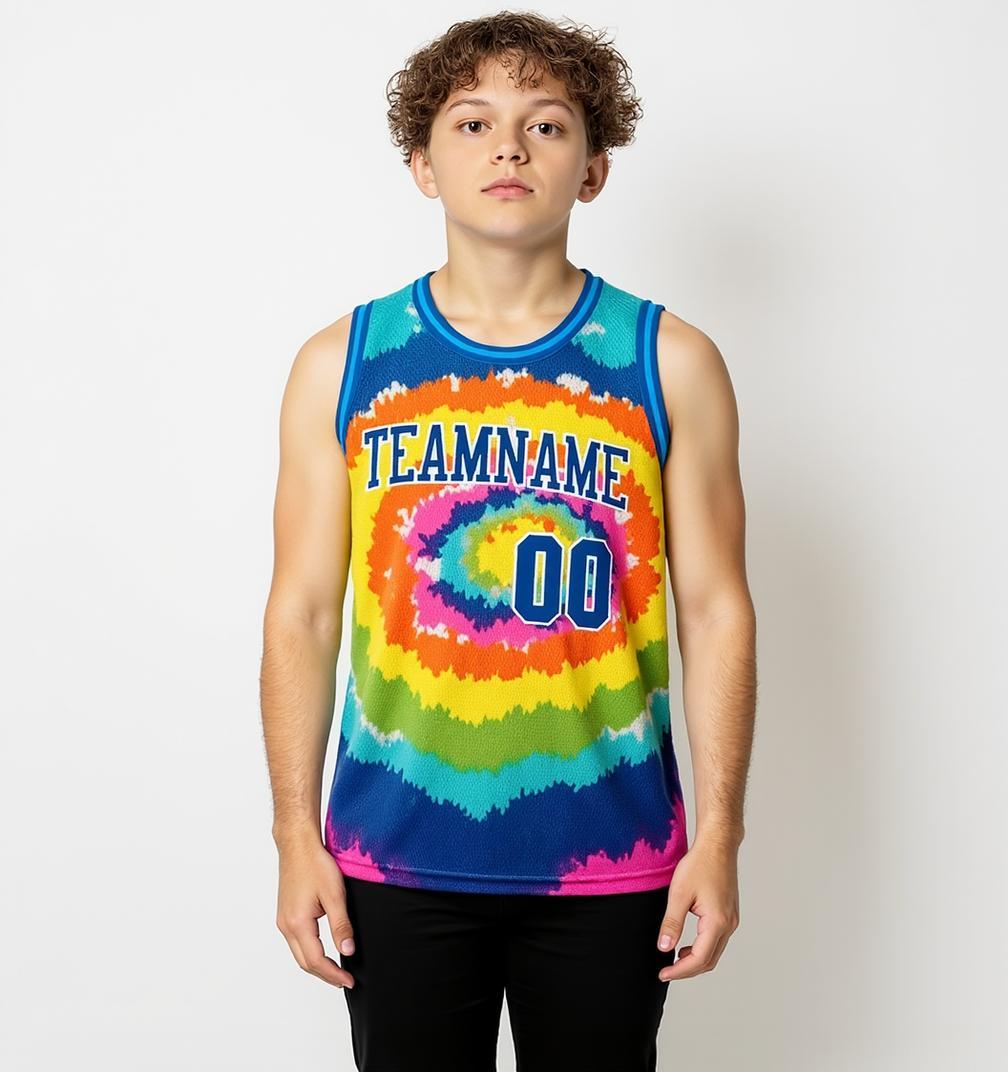 Custom Tie Dyes Royal & White Basketball City Edition Jersey