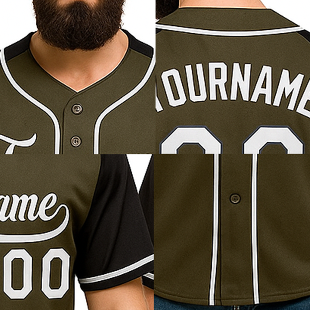 Custom Olive & Navy/White Baseball Jersey