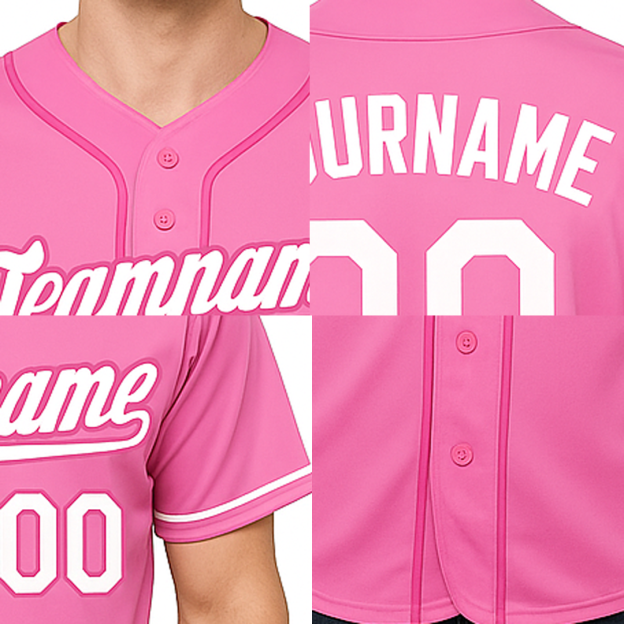 Custom Pink & White Baseball Jersey