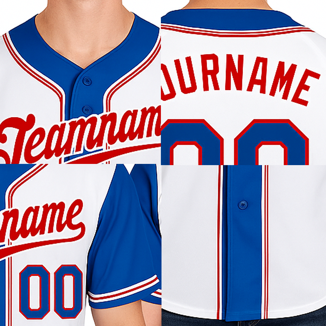 Custom White & Blue Raglan Sleeves Baseball Jersey
