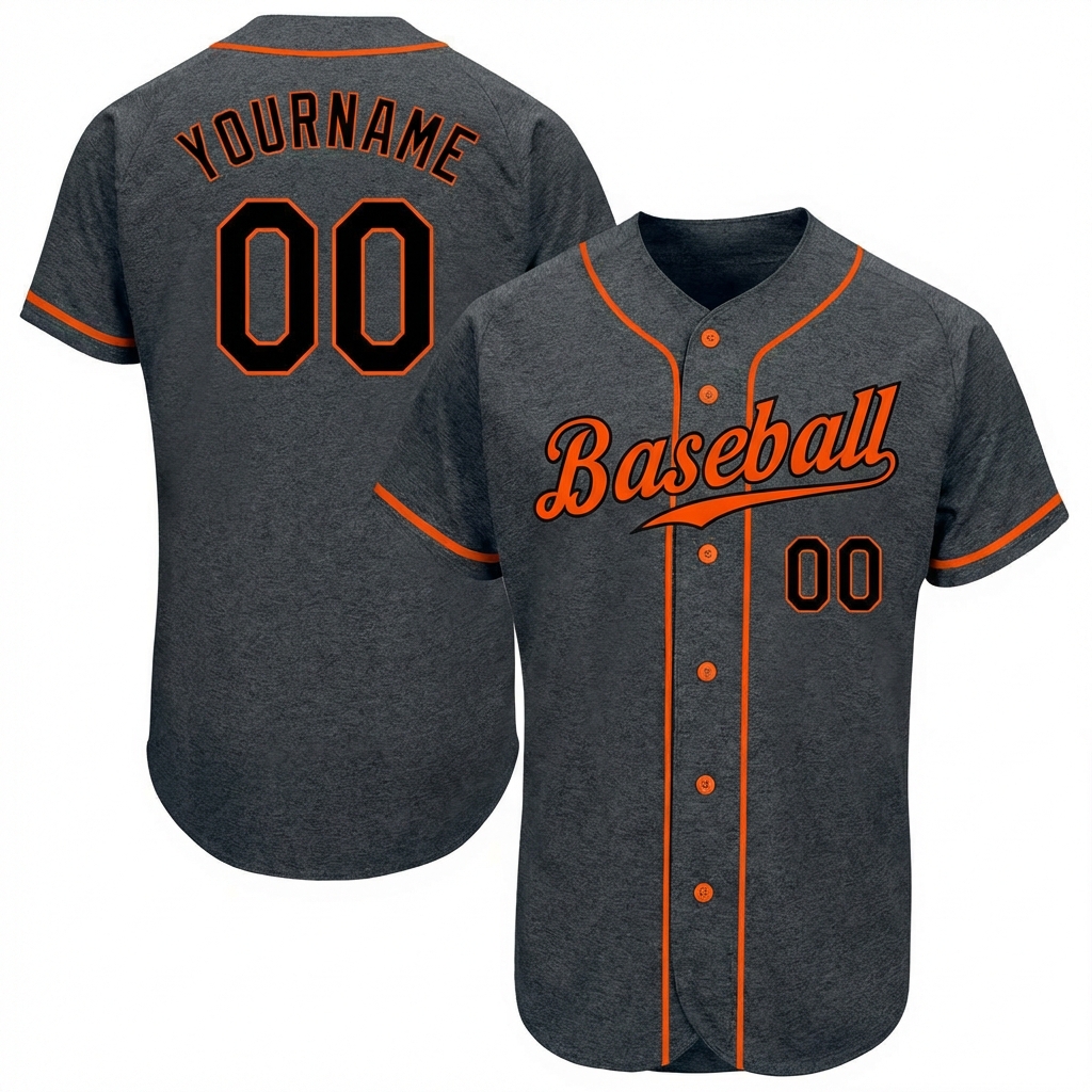 Custom Dark Grey & Orange/Black Baseball Jersey