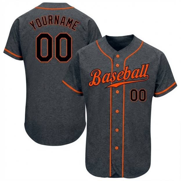 Custom Dark Grey & Orange/Black Baseball Jersey