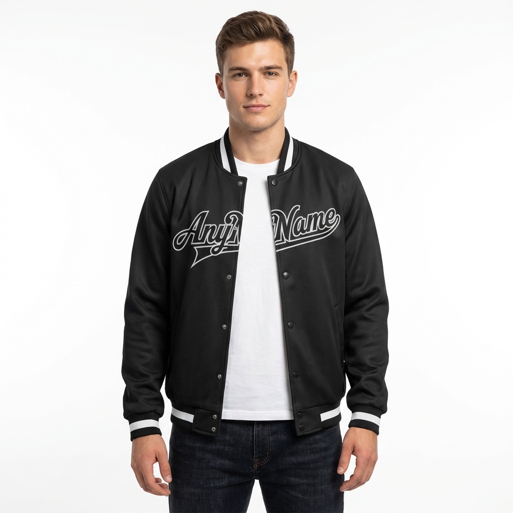 Custom Black & White Full-Snap Fleece Jacket