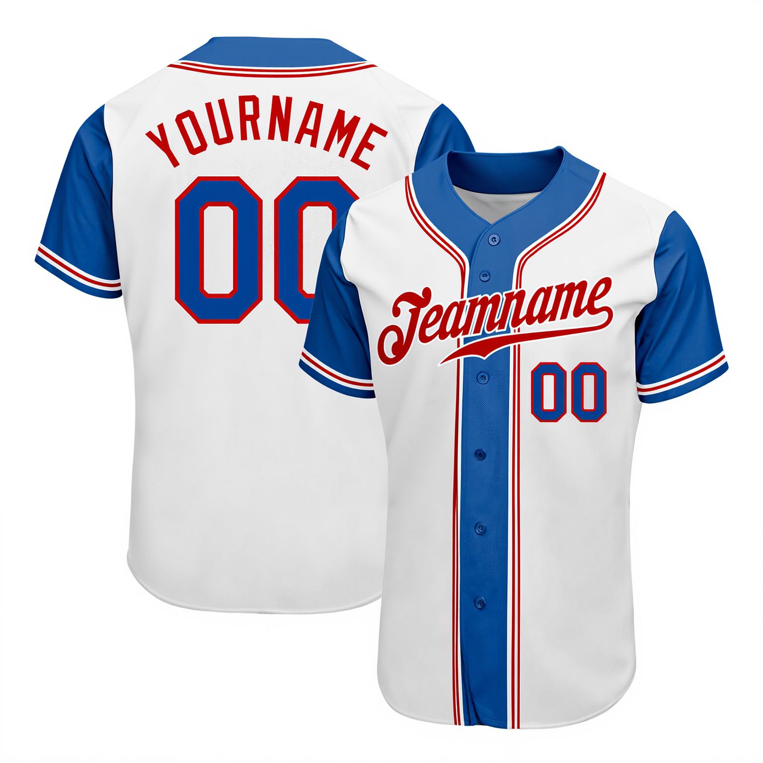 Custom White & Blue Raglan Sleeves Baseball Jersey