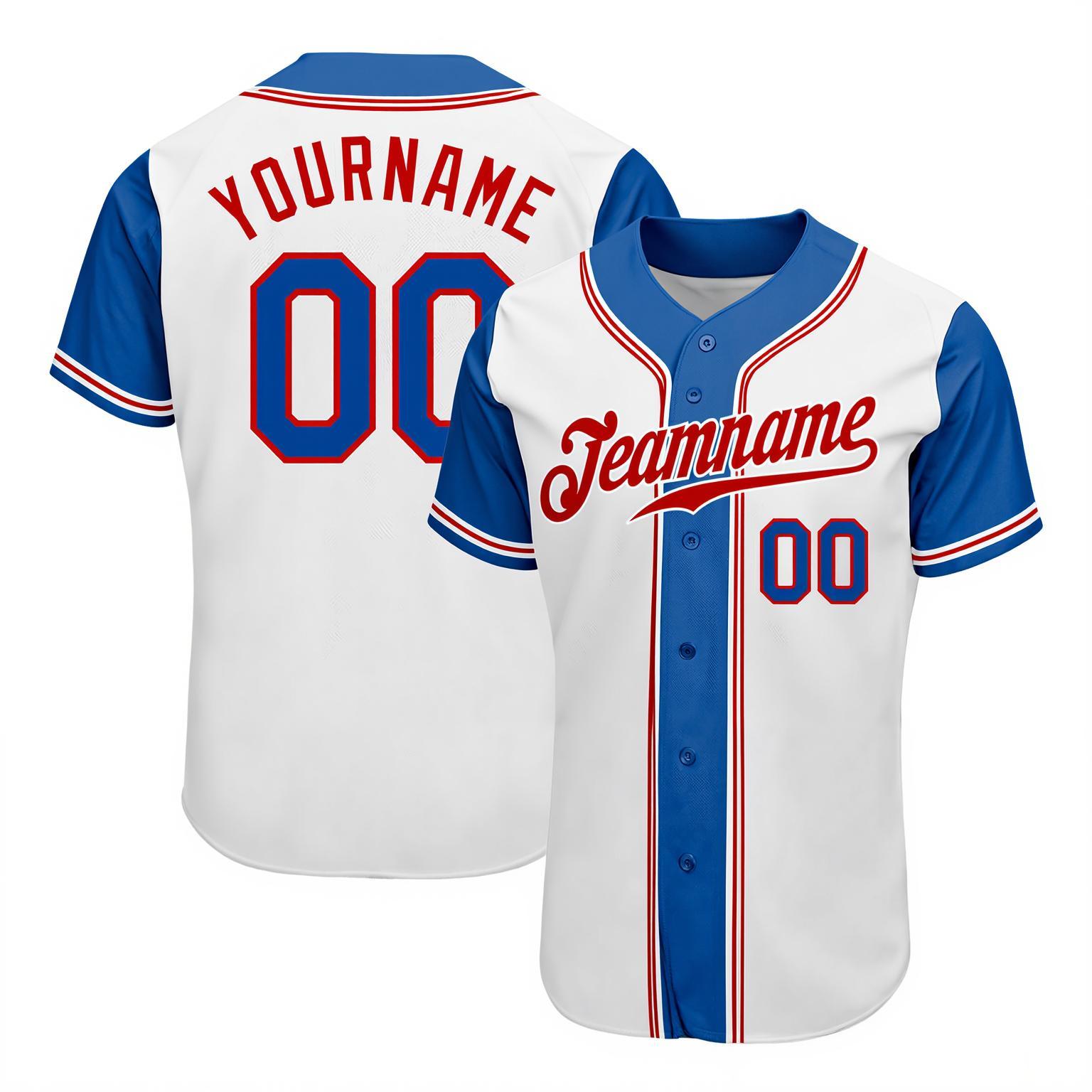 Custom White & Blue Raglan Sleeves Baseball Jersey