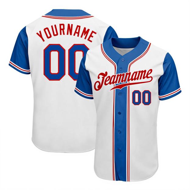 Custom White & Blue Raglan Sleeves Baseball Jersey