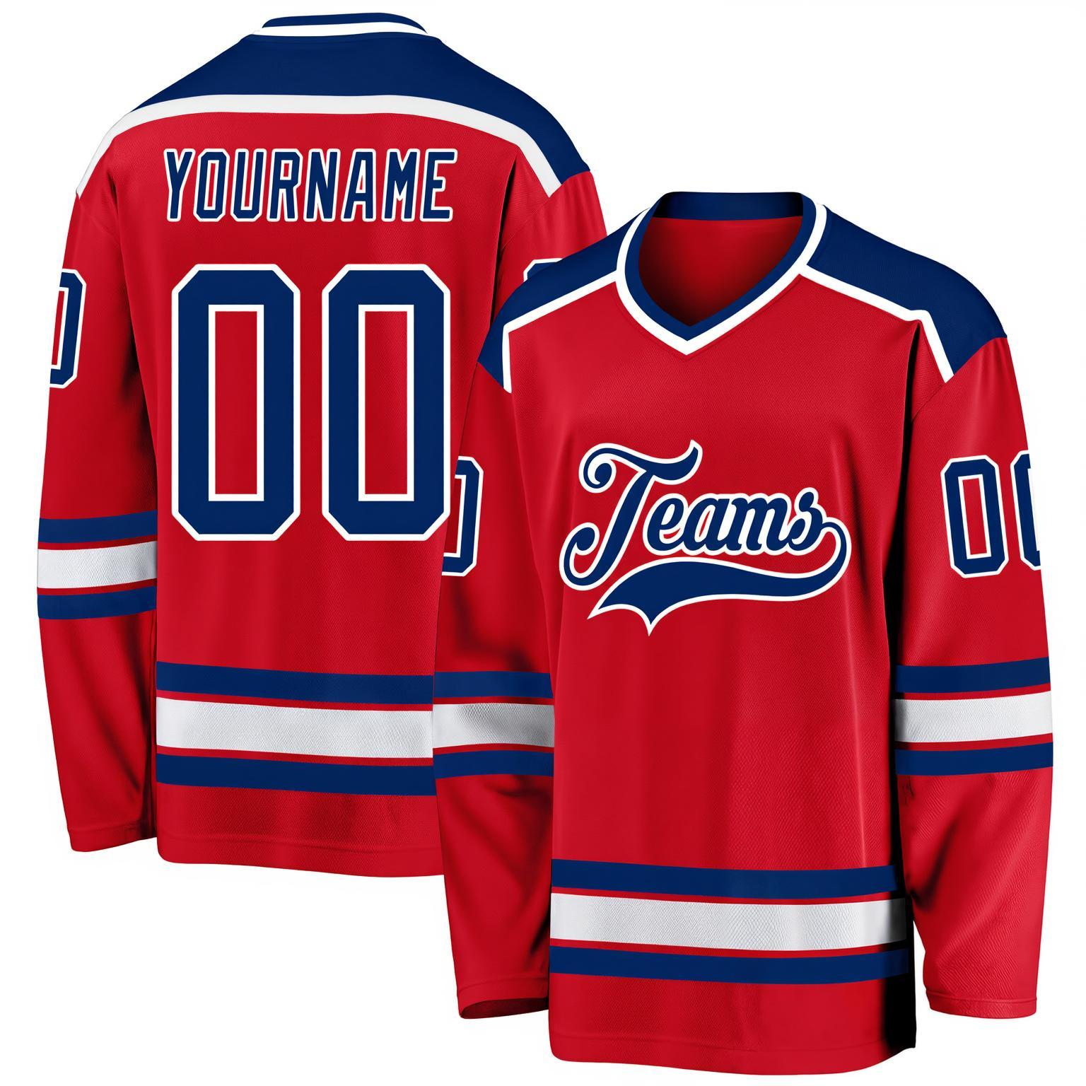 Custom Red & Navy/White Hockey Jersey
