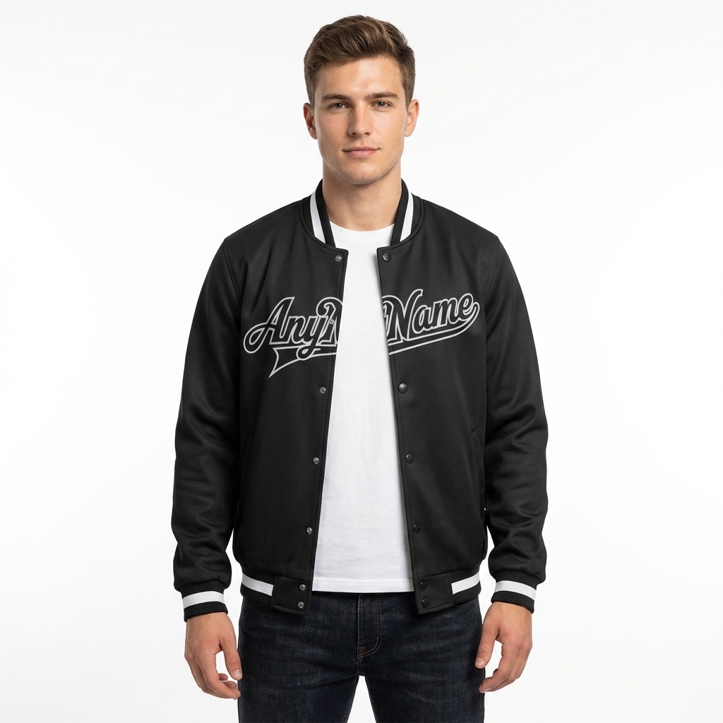 Custom Black & White Full-Snap Fleece Jacket