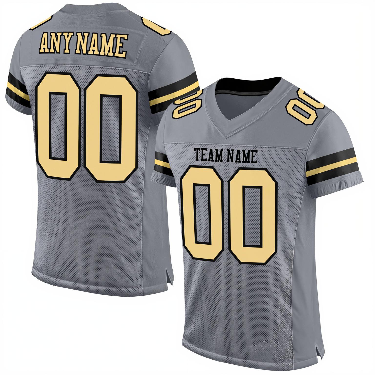 Custom Grey & Gold/Black Football Jersey
