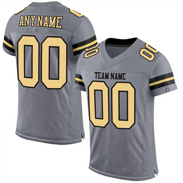 Custom Grey & Gold/Black Football Jersey