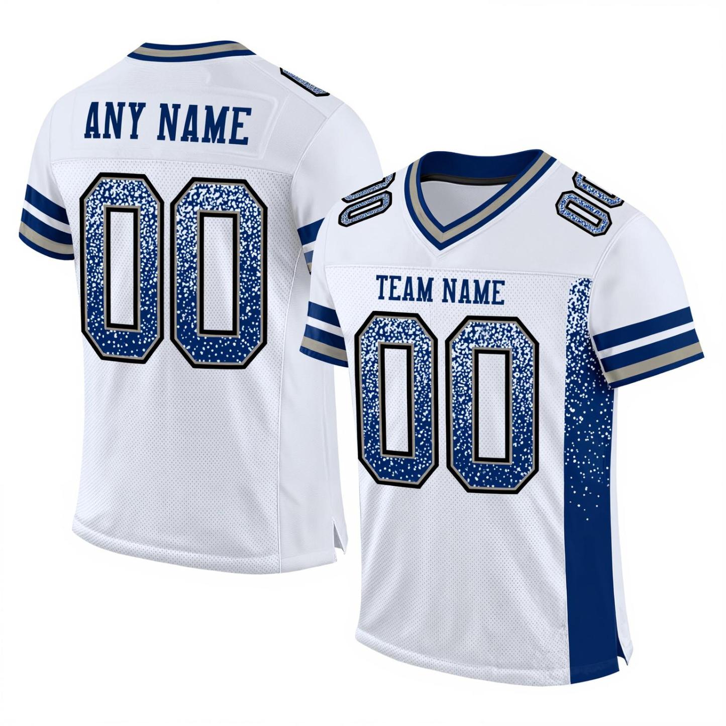 Custom White & Navy/White Drift Fashion Football Jersey